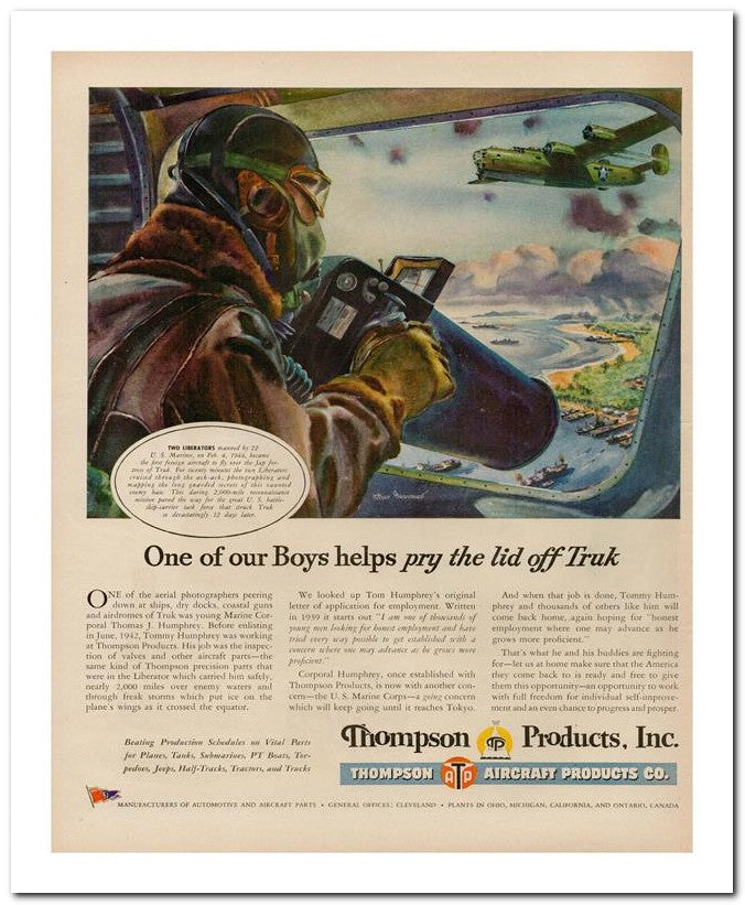 8x10 Vintage Ad 1944 One Of Our Boys Helps Pry The Lid Off Truk 02062503209