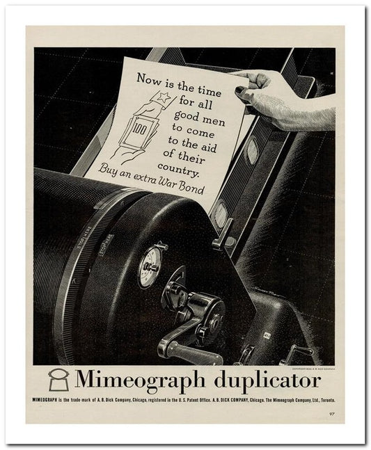 8x10 Vintage Ad 1944 Mimeograph Duplicator 02062503216