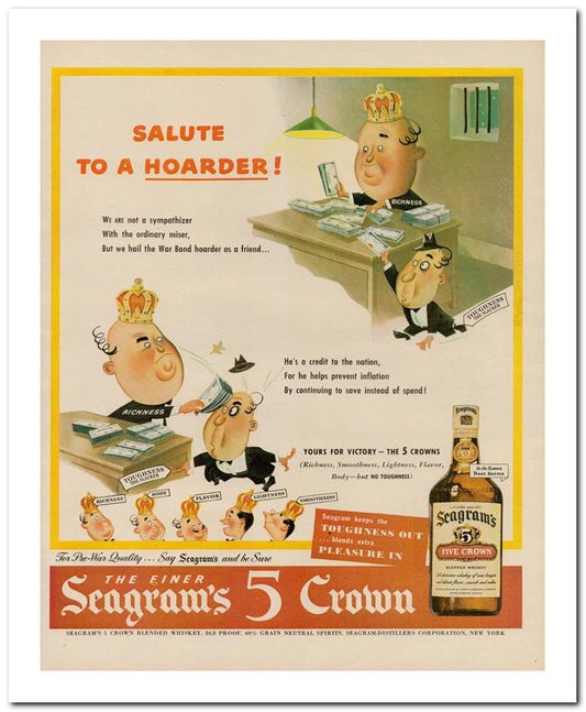 8x10 Vintage Ad 1944 Seagram's 5 02062503219