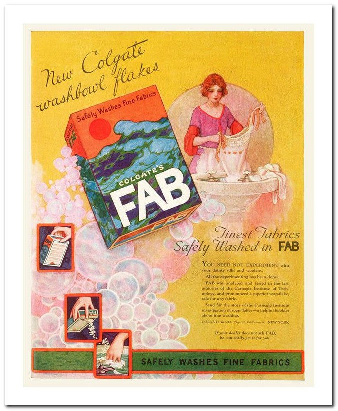 8x10 1920s Ad Colgate’s Fab, New Colgate Washbowl Flakes 07042500010