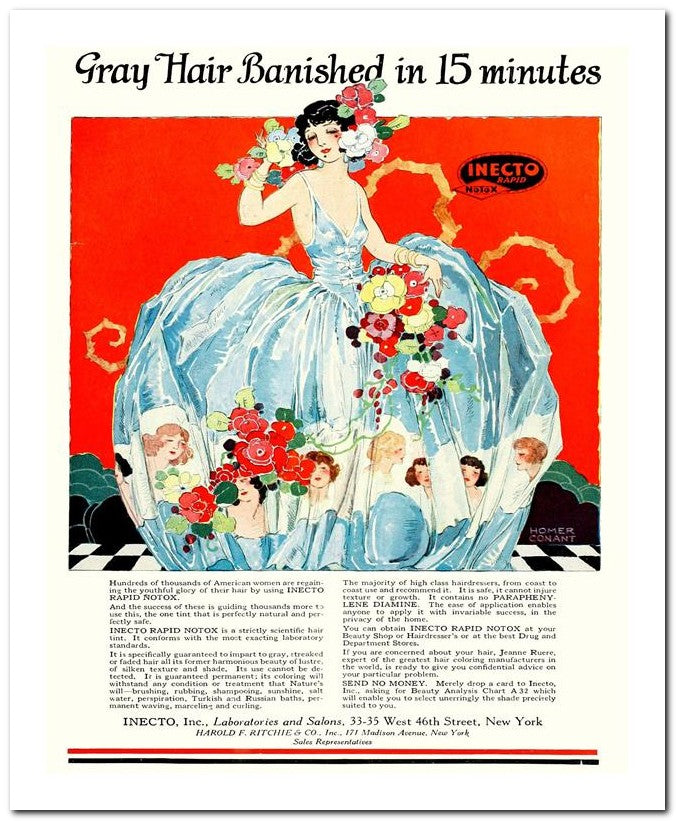 8x10 1920s Ad Inecto Rapid, Grey Hair Banished In 15 Minutes 2 07042500028