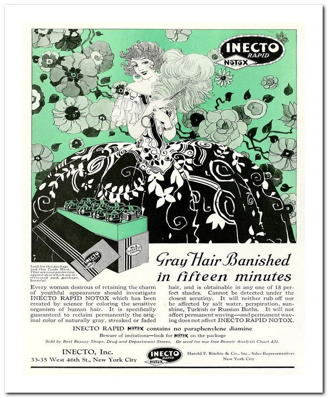 8x10 1920s Ad Inecto Rapid, Grey Hair Banished In 15 Minutes 07042500029