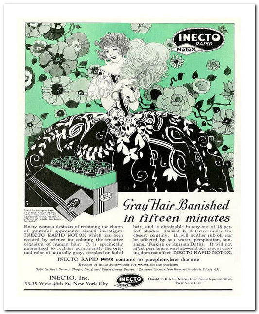8x10 1920s Ad Inecto Rapid, Grey Hair Banished In 15 Minutes 07042500029