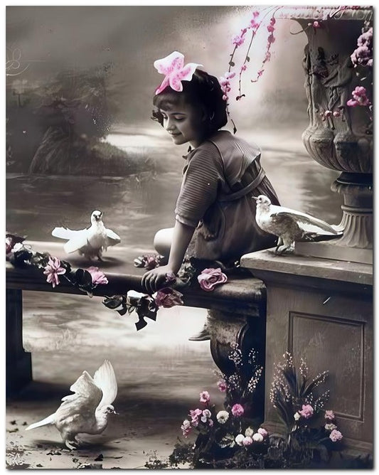 Belle Epoque Children 1900's Doves 8x10 Photo Print 23052500026