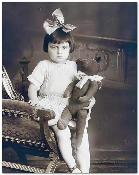 Belle Epoque Children 1900's Girl Bear 8x10 Photo Print 23052500033
