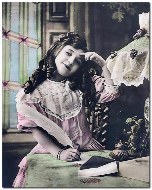 Belle Epoque Children 1900's Quill Pen 8x10 Photo Print 23052500046