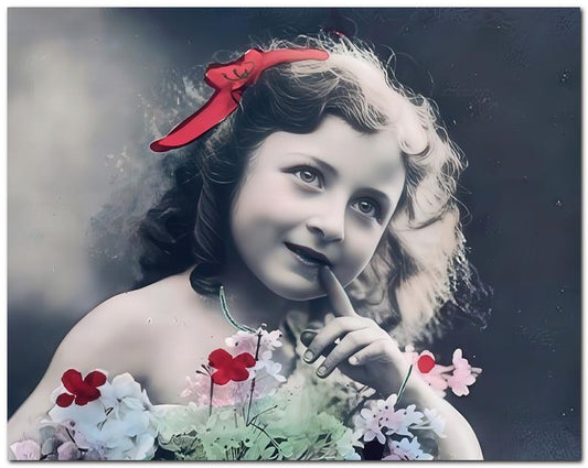 Belle Epoque Children 1900's Red Bow 8x10 Photo Print 23052500047
