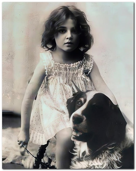 Belle Epoque Children 1902 Be Nard Dog 8x10 Photo Print 23052500059