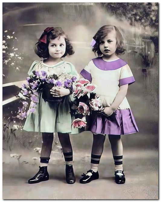 Belle Epoque Children 1905 2 Girls 8x10 Photo Print 23052500075