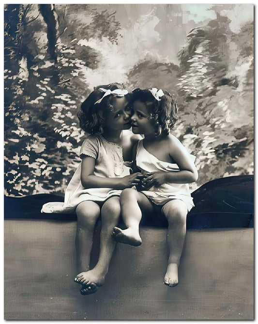 Belle Epoque Children 1905 Friendly Kiss 8x10 Photo Print 23052500086