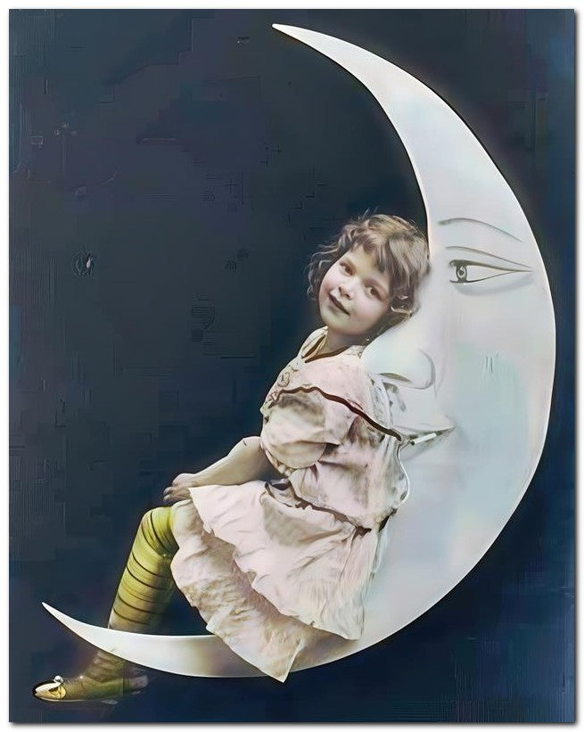 Belle Epoque Children 1906 Girl In Moon 8x10 Photo Print 23052500112