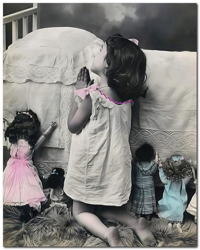 Belle Epoque Children 1906 Praying Dolls 8x10 Photo Print 23052500123