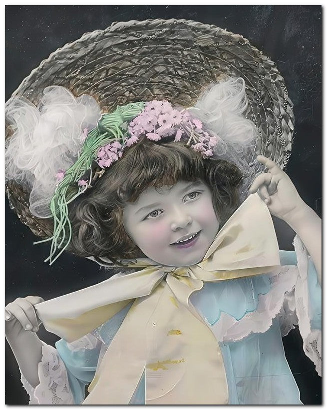 Belle Epoque Children 1906 Yellow Bow 8x10 Photo Print 23052500127