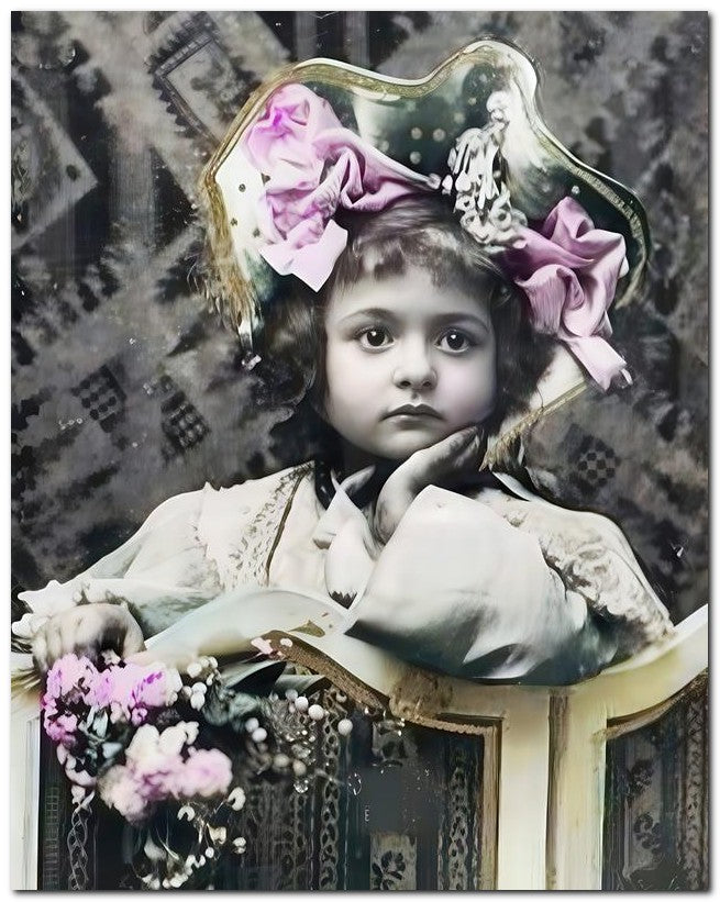 Belle Epoque Children 1907 Pink Bow 8x10 Photo Print 23052500166