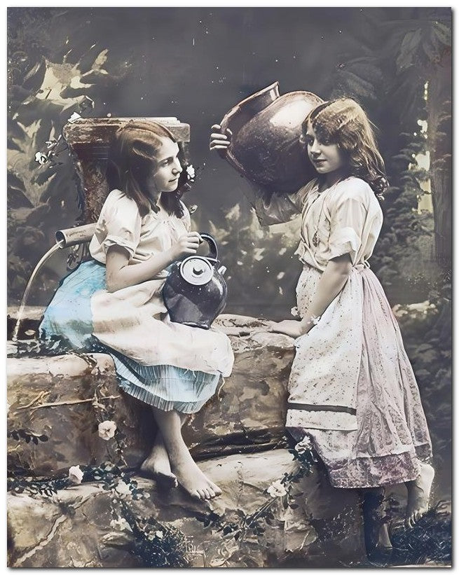 Belle Epoque Children 1907 Water Well 8x10 Photo Print 23052500183