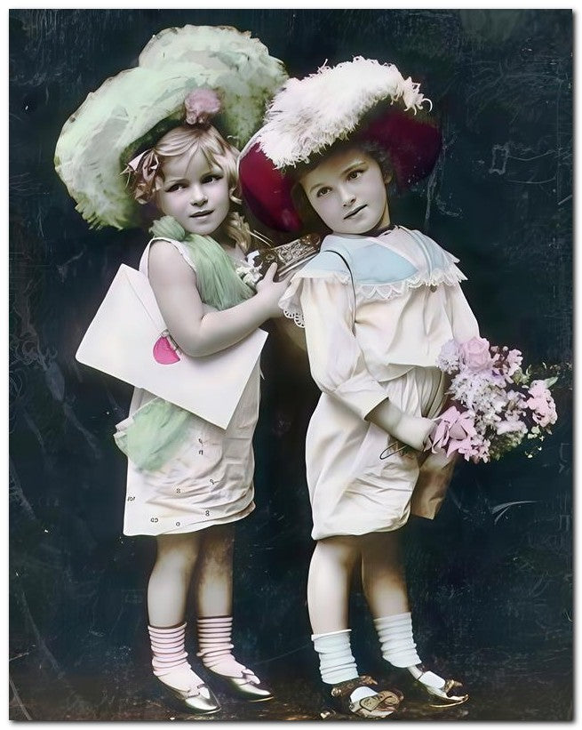 Belle Epoque Children 1908 Big Letter 8x10 Photo Print 23052500195