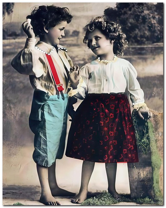 Belle Epoque Children 1908 Kids In Field 8x10 Photo Print 23052500235