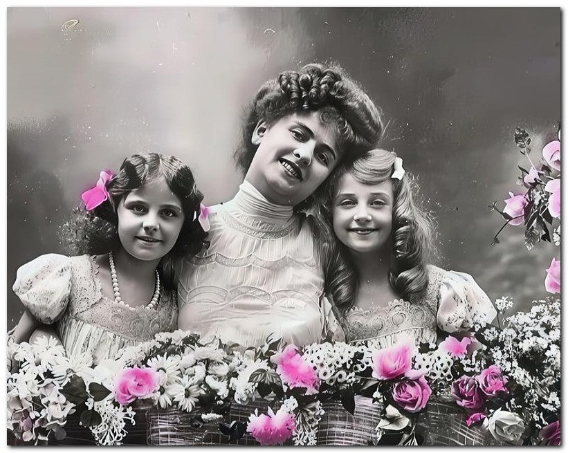 Belle Epoque Children 1908 Mom 2 Girls 8x10 Photo Print 23052500240