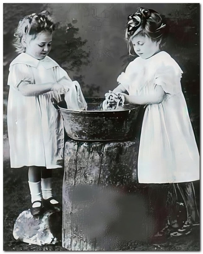 Belle Epoque Children 1908 Wash Clothes 8x10 Photo Print 23052500259