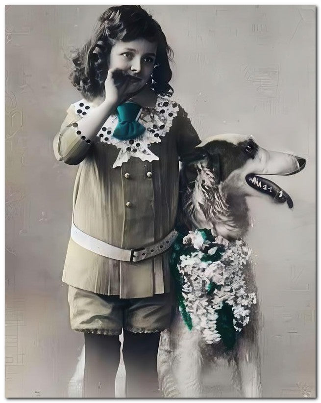 Belle Epoque Children 1909 Dog Child 8x10 Photo Print 23052500279