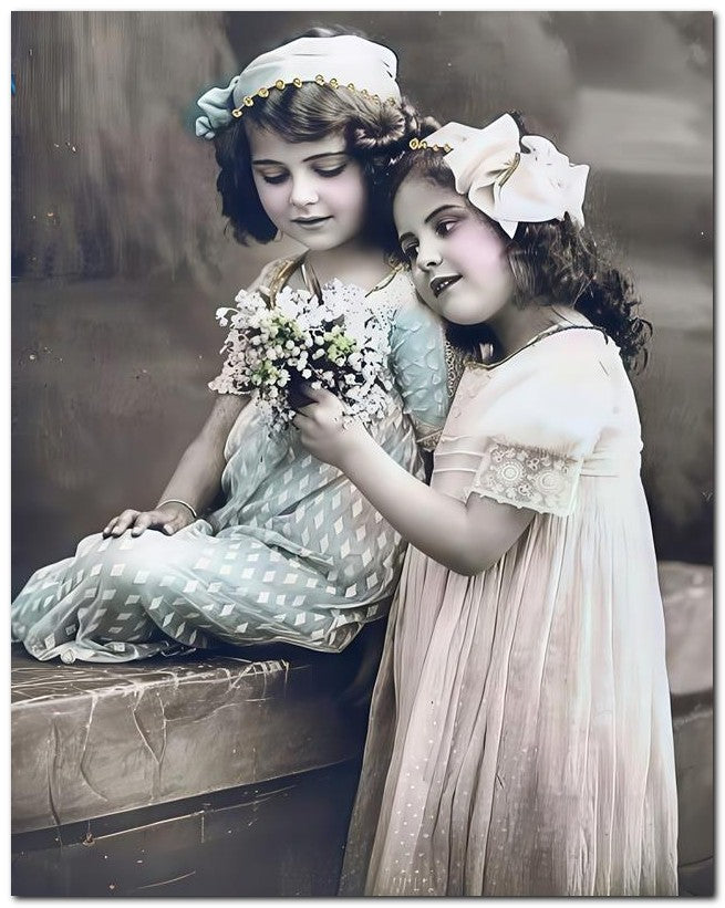 Belle Epoque Children 1910 2 Cute Girls 8x10 Photo Print 23052500319