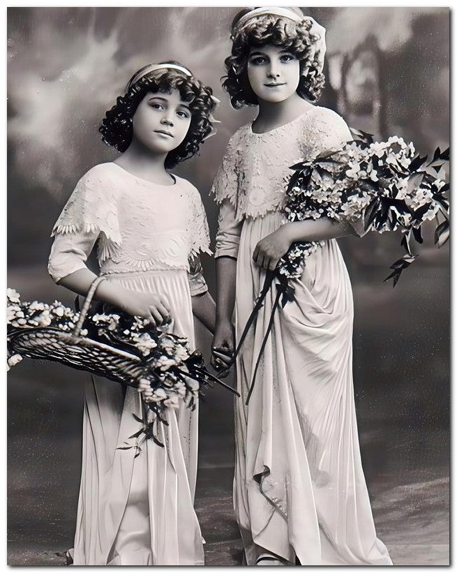 Belle Epoque Children 1910 2 Flower Girls 8x10 Photo Print 23052500321