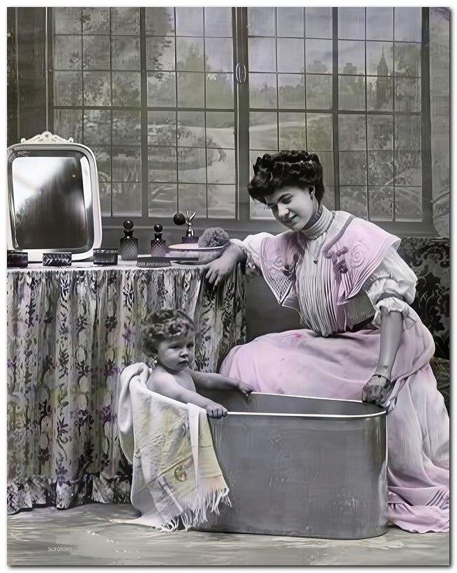 Belle Epoque Children 1910 Bathe Baby 3 8x10 Photo Print 23052500361