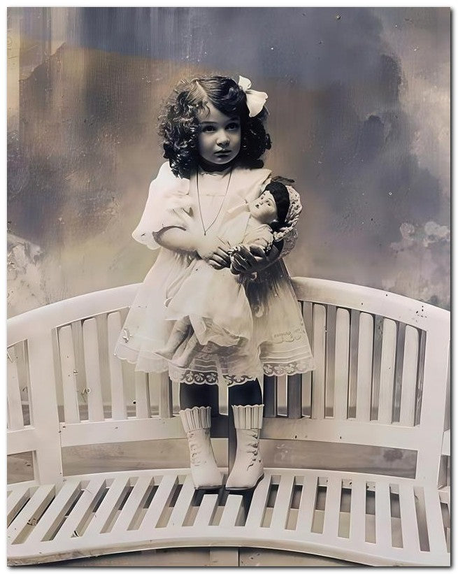 Belle Epoque Children 1910 Bench Doll 8x10 Photo Print 23052500375