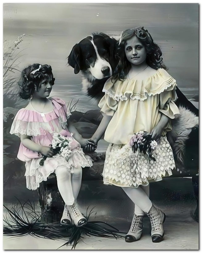 Belle Epoque Children 1910 Bernese 2 Girls 8x10 Photo Print 23052500378