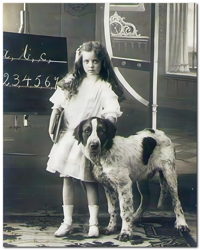 Belle Epoque Children 1910 Black Dog_1 8x10 Photo Print 23052500402