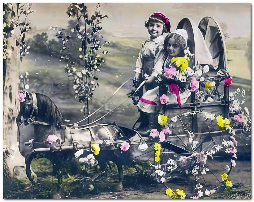 Belle Epoque Children 1910 Carriage 8x10 Photo Print 23052500465