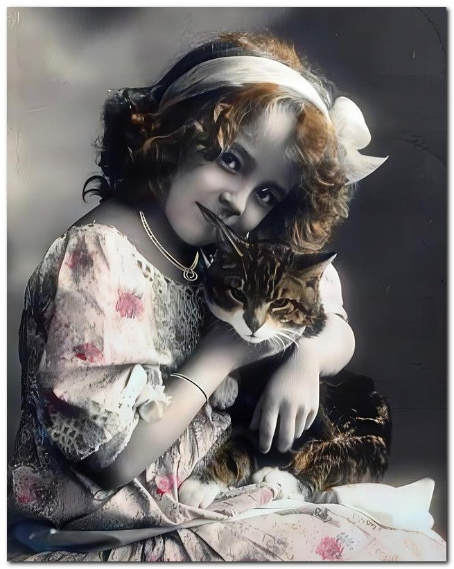 Belle Epoque Children 1910 Cat Girl Cute 8x10 Photo Print 23052500468