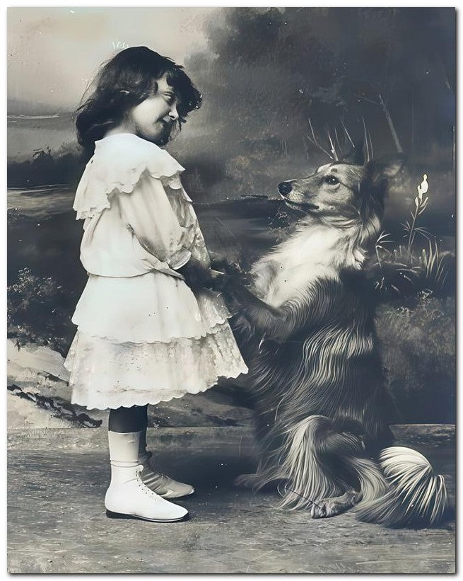 Belle Epoque Children 1910 Collie Girl 8x10 Photo Print 23052500508