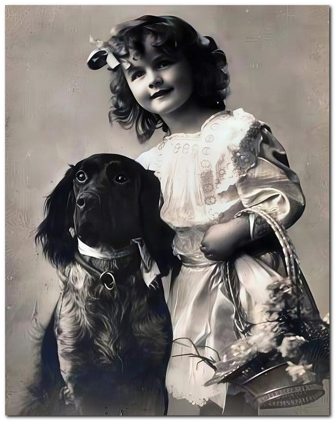 Belle Epoque Children 1910 Cute Kid Dog 8x10 Photo Print 23052500528