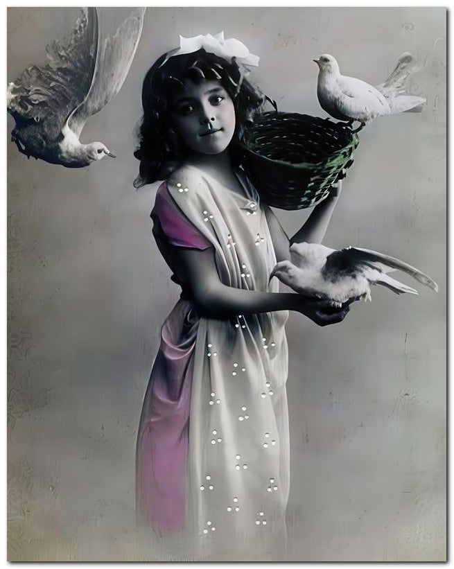Belle Epoque Children 1910 Doves 8x10 Photo Print 23052500594
