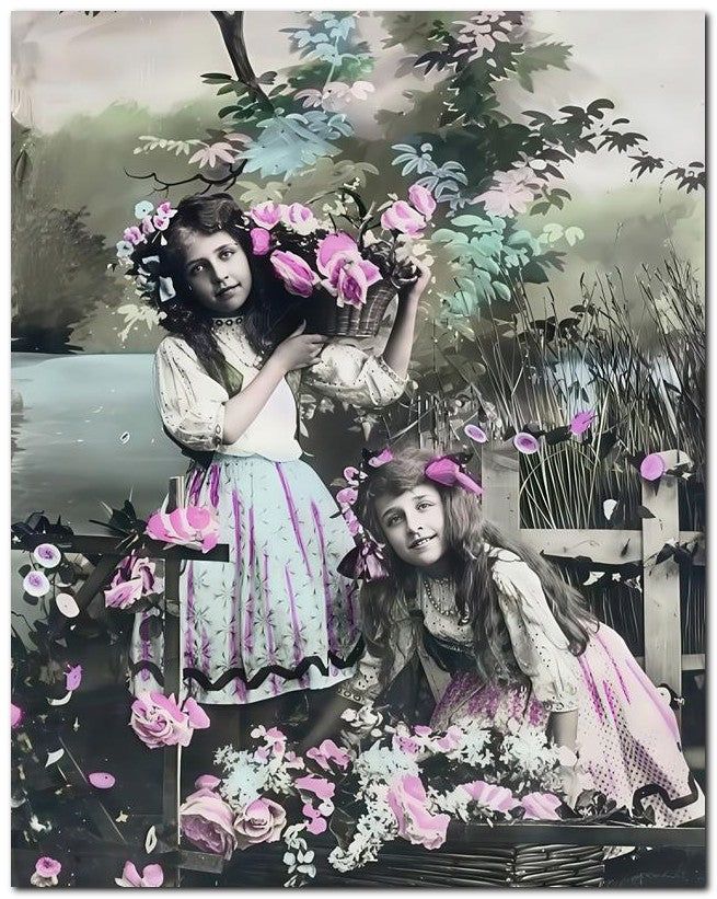 Belle Epoque Children 1910 Garden Girls 8x10 Photo Print 23052500643