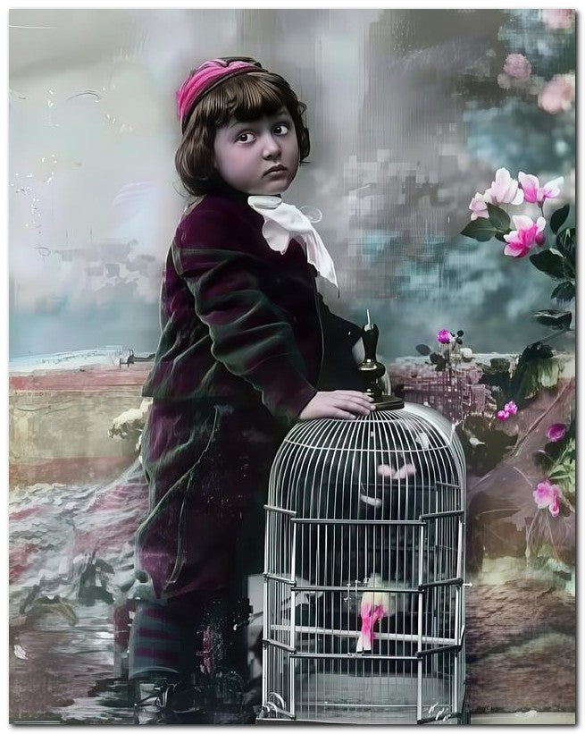 Belle Epoque Children 1910 Girl Birdcage 8x10 Photo Print 23052500656