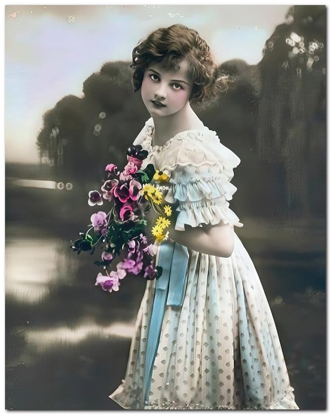 Belle Epoque Children 1910 Girl Blue 8x10 Photo Print 23052500658