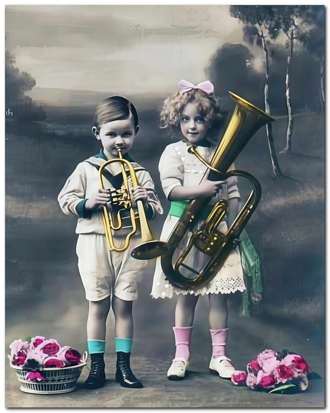Belle Epoque Children 1910 Horns 8x10 Photo Print 23052500727