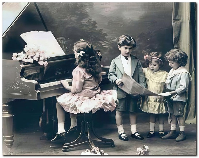Belle Epoque Children 1910 Kids Piano Sing 8x10 Photo Print 23052500759