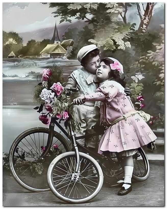 Belle Epoque Children 1910 Kiss Bike 8x10 Photo Print 23052500761