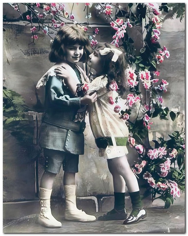 Belle Epoque Children 1910 Kiss Boy 8x10 Photo Print 23052500762