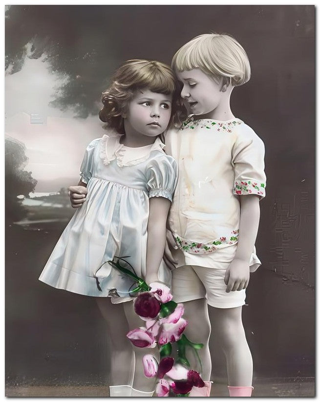 Belle Epoque Children 1910 Lovey Dovey 8x10 Photo Print 23052500810