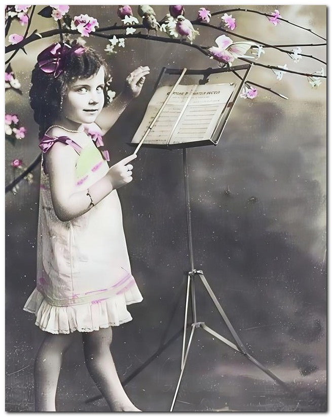 Belle Epoque Children 1910 Music Girl 8x10 Photo Print 23052500828