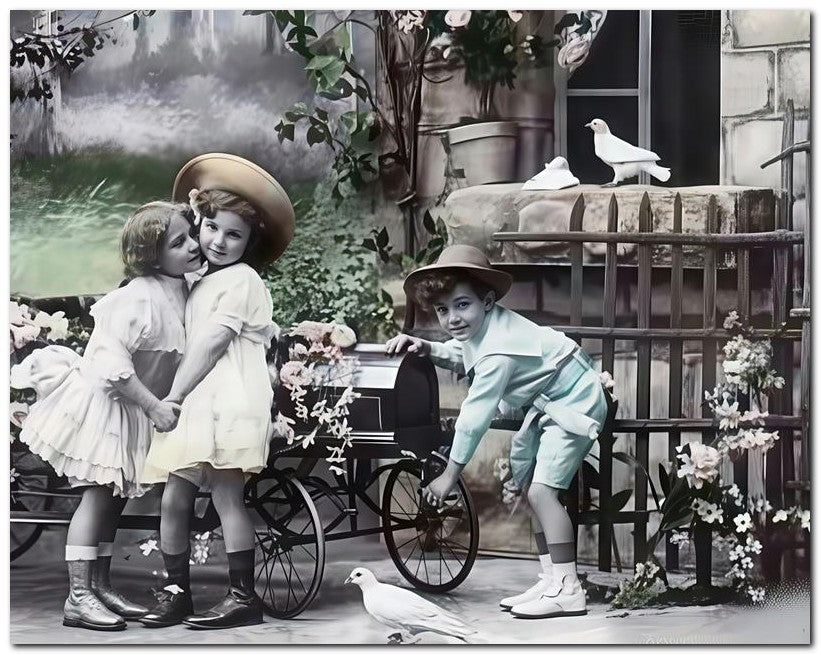 Belle Epoque Children 1910 Pedal Car 3kids 8x10 Photo Print 23052500852