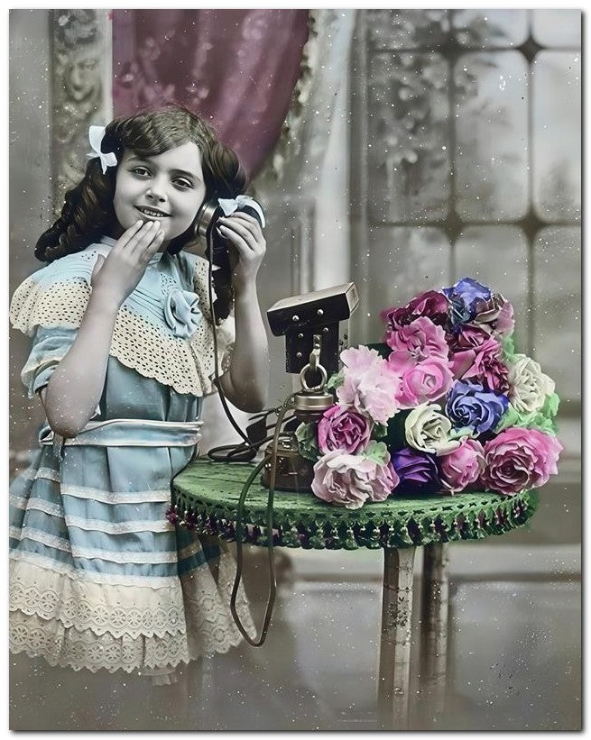 Belle Epoque Children 1910 Phone Kiss 8x10 Photo Print 23052500859