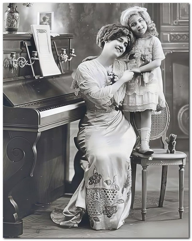 Belle Epoque Children 1910 Piano Mom 8x10 Photo Print 23052500864