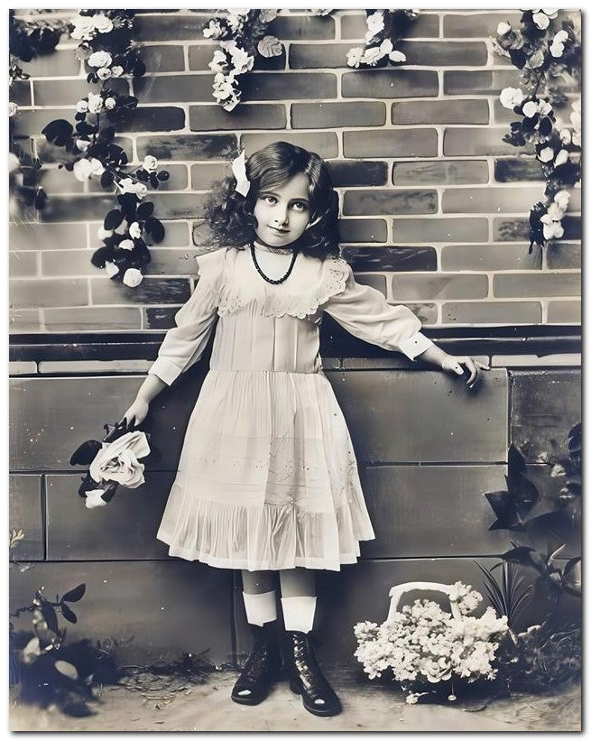 Belle Epoque Children 1910 Roses Cute 8x10 Photo Print 23052500924