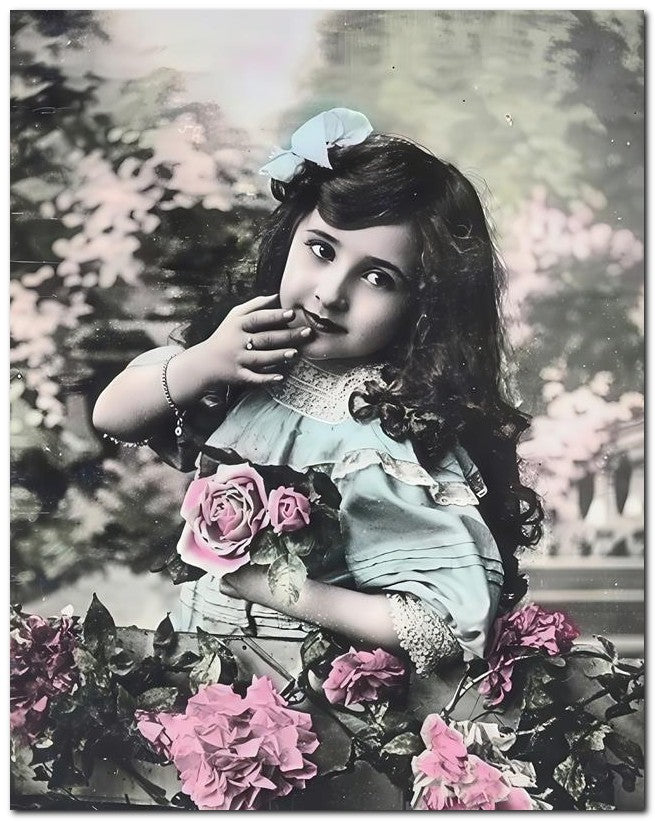 Belle Epoque Children 1910 Roses Girl 8x10 Photo Print 23052500926