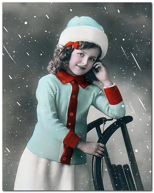 Belle Epoque Children 1910 Snow Sled 8x10 Photo Print 23052500970